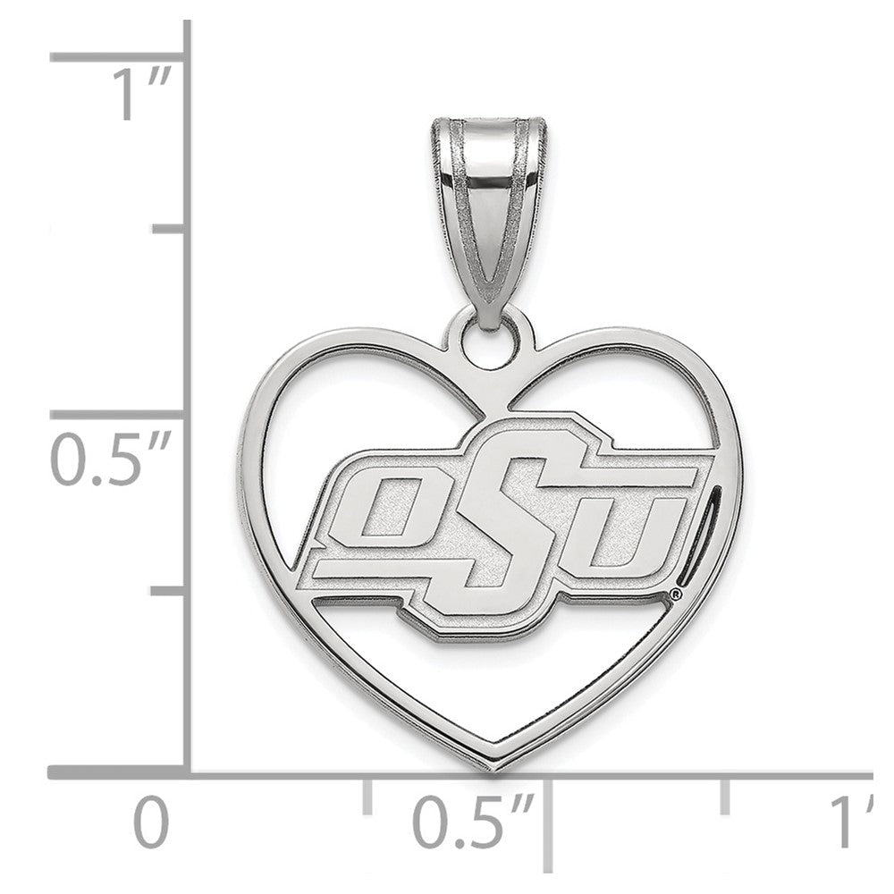 Sterlingsilber Rhodiniert Logoart Oklahoma State University O S U Herz Anhänger