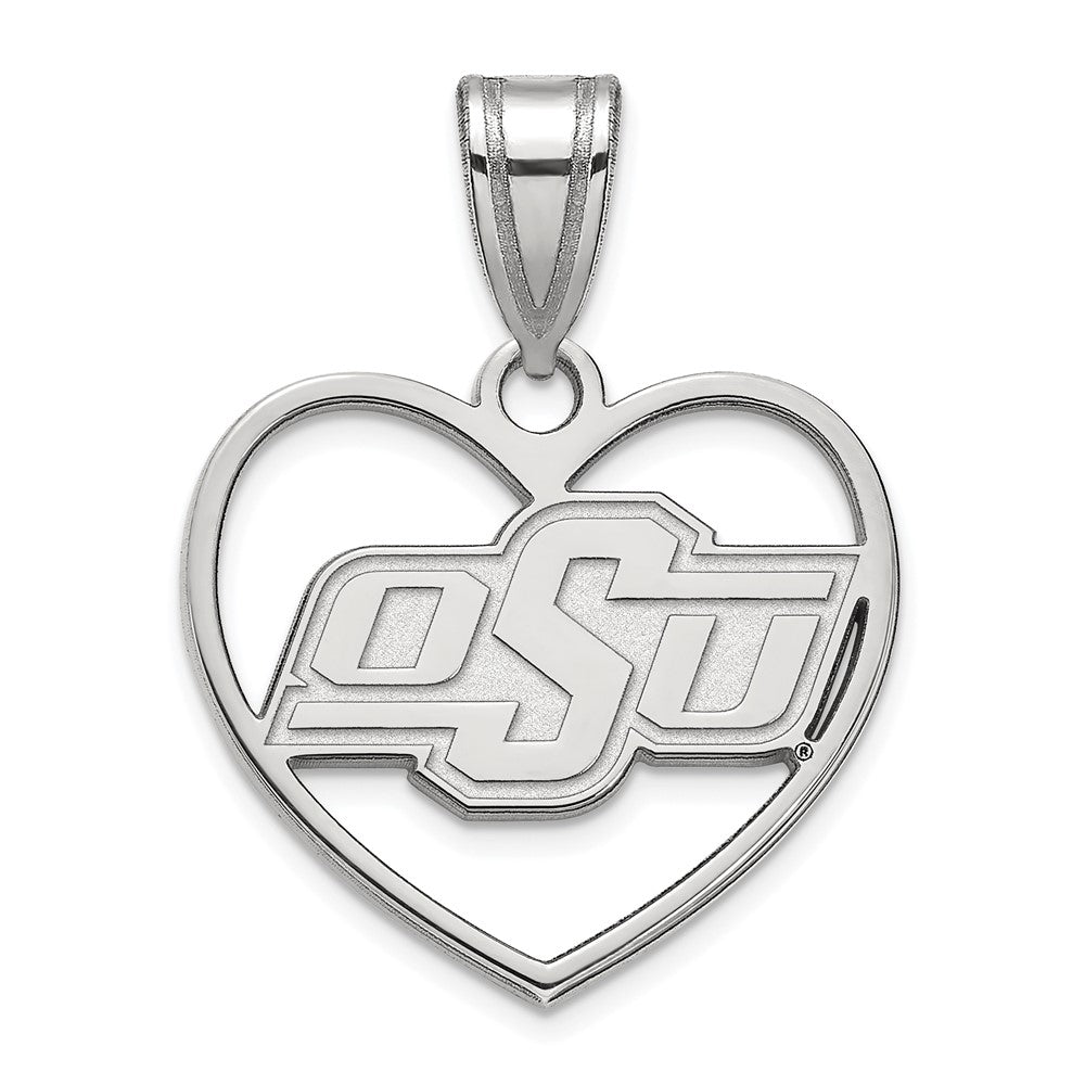 Sterlingsilber Rhodiniert Logoart Oklahoma State University O S U Herz Anhänger