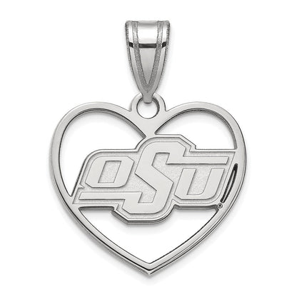 Sterlingsilber Rhodiniert Logoart Oklahoma State University O S U Herz Anhänger