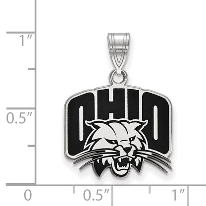 Sterlingsilber Rhodiniert Logoart Ohio University Mittel Emailliert Anhänger