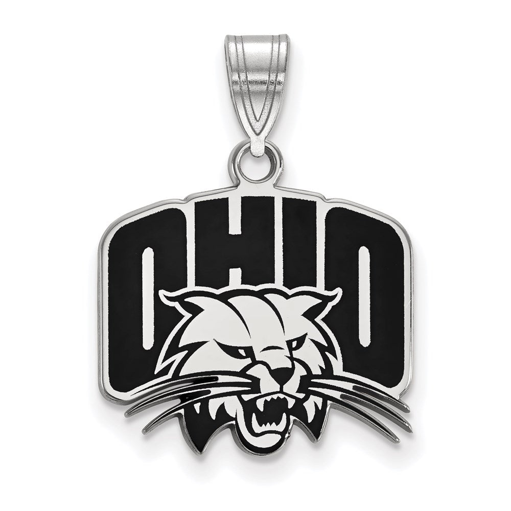 Sterlingsilber Rhodiniert Logoart Ohio University Mittel Emailliert Anhänger