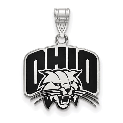 Sterlingsilber Rhodiniert Logoart Ohio University Mittel Emailliert Anhänger