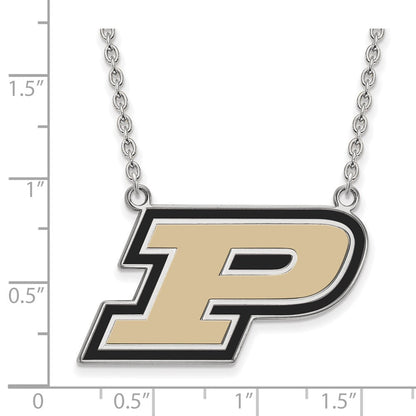 Sterlingsilber Rhodiniert Logoart Purdue University Buchstabe P Groß Emailliert Anhänger 18 Zoll Halskette