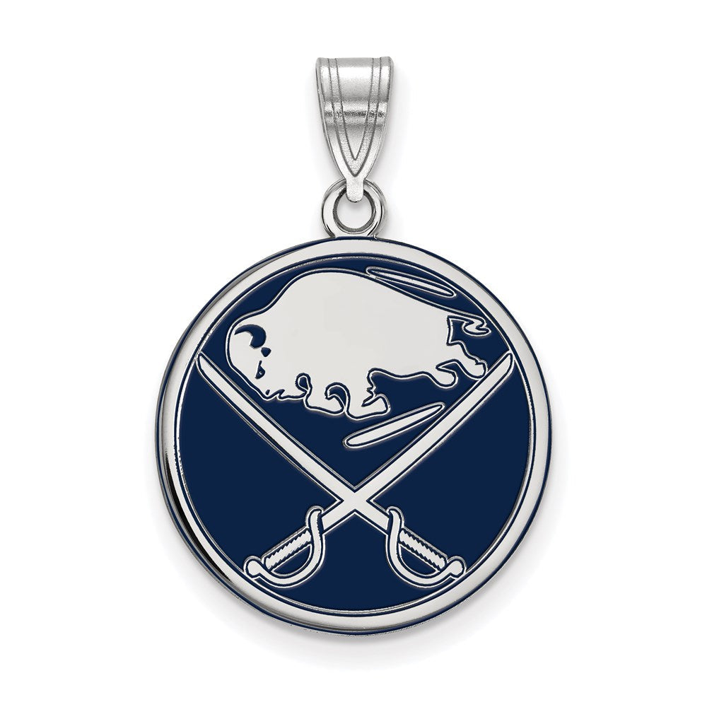 Sterlingsilber Rhodiniert Nhl Logoart Buffalo Sabres Groß Emailliert Anhänger