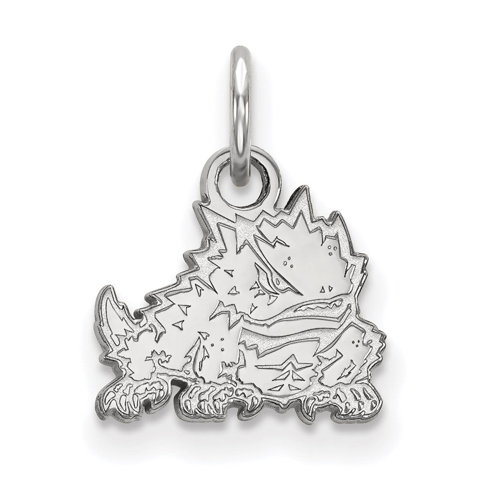 Sterlingsilber Rhodiniert Logoart Texas Christlich University Gehörnt Frosch Extra Klein Anhänger