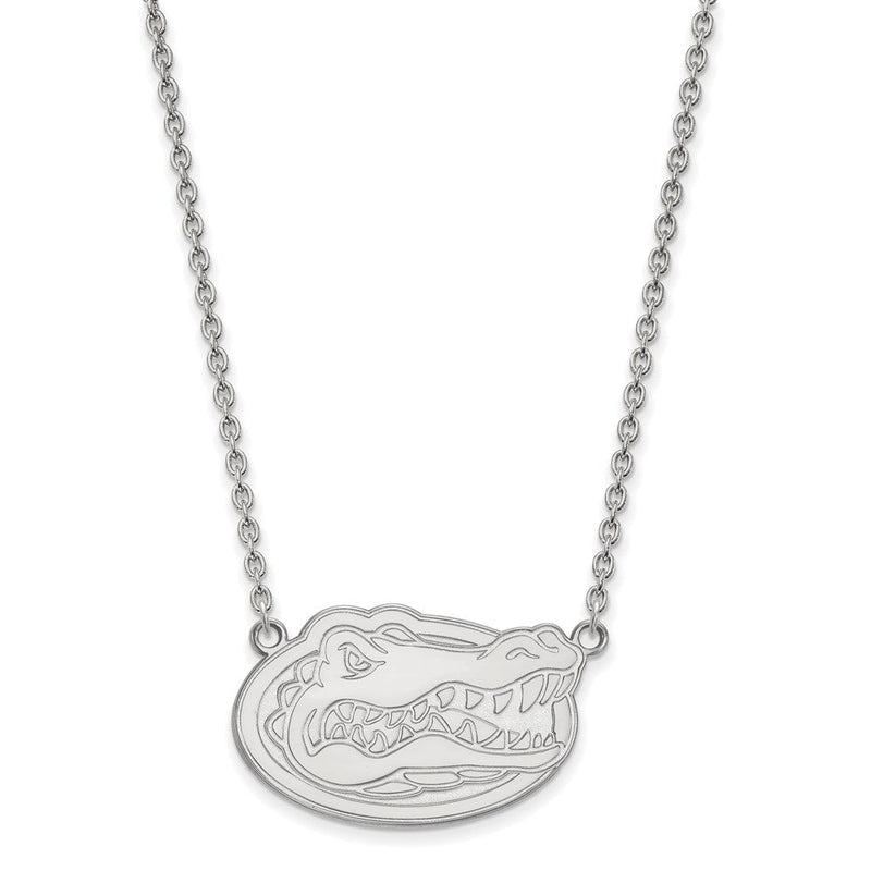 Sterlingsilber Rhodiniert Logoart University Of Florida Gator Groß Anhänger 18 Zoll Halskette