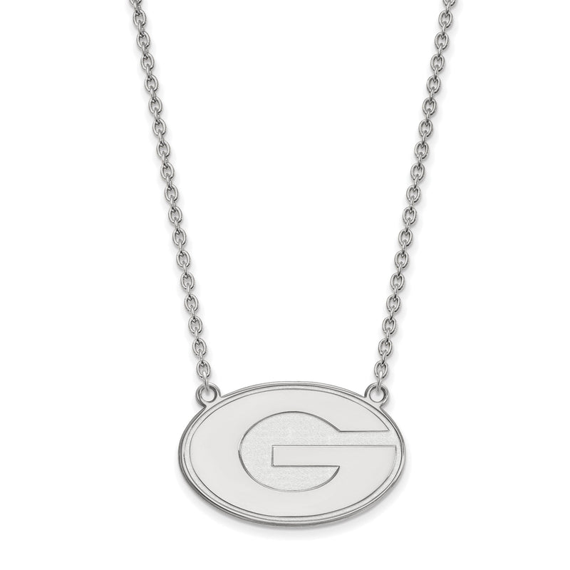 14K Weißgold Logoart University Of Georgia Buchstabe G Groß Anhänger 18 Zoll Halskette