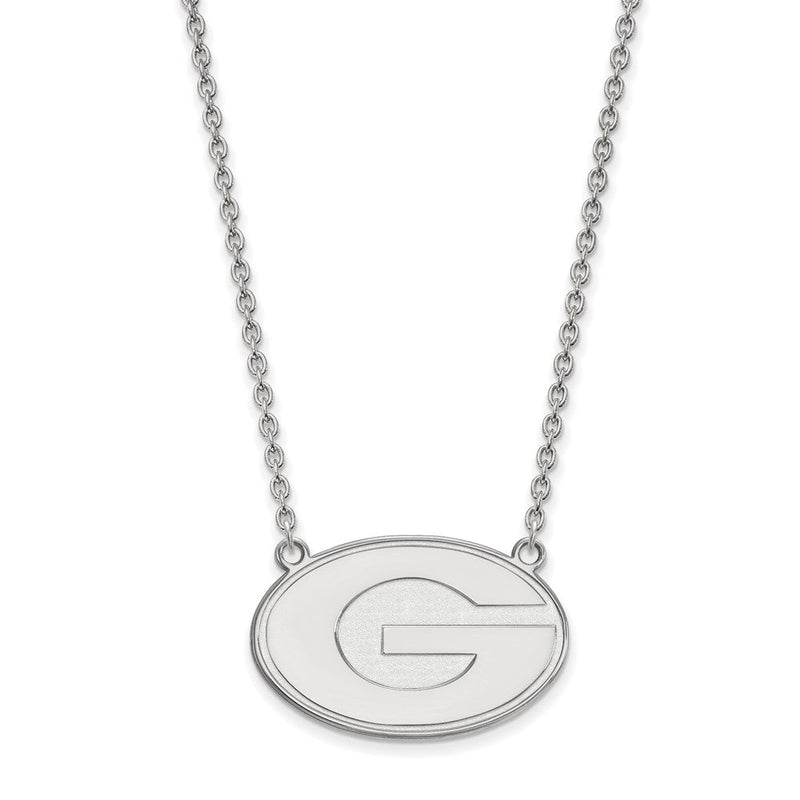 Sterlingsilber Rhodiniert Logoart University Of Georgia Buchstabe G Groß Anhänger 18 Zoll Halskette