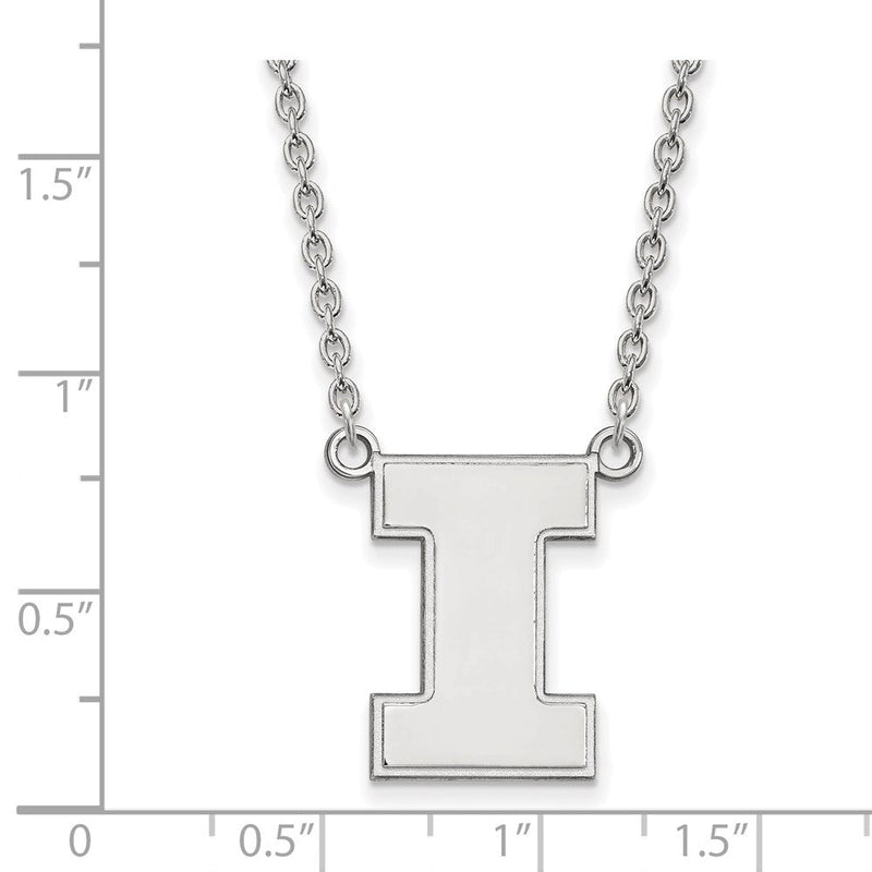 10K Weißgold Logoart University Of Illinois Buchstabe I Groß Anhänger 18 Zoll Halskette