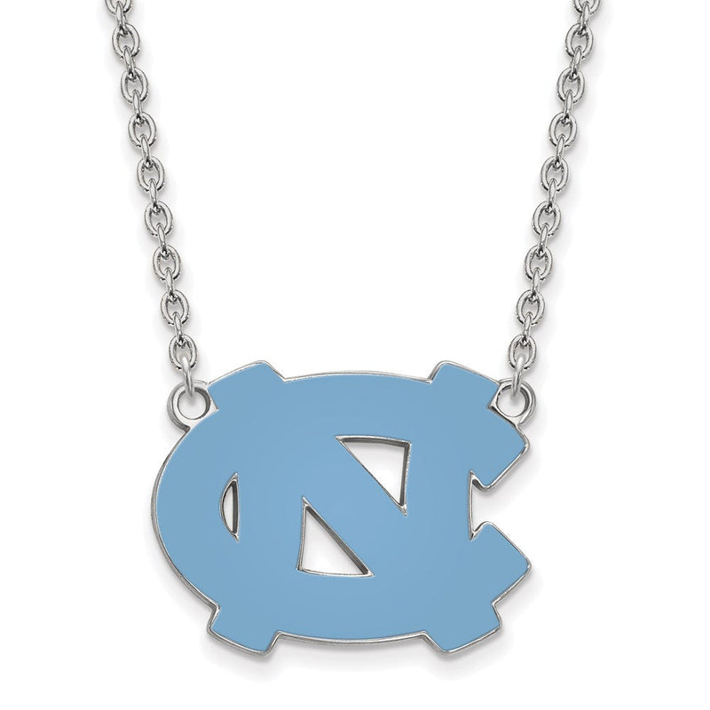 Sterlingsilber Rhodiniert Logoart University Of North Carolina N C Emailliert Groß Anhänger 18 Zoll Halskette