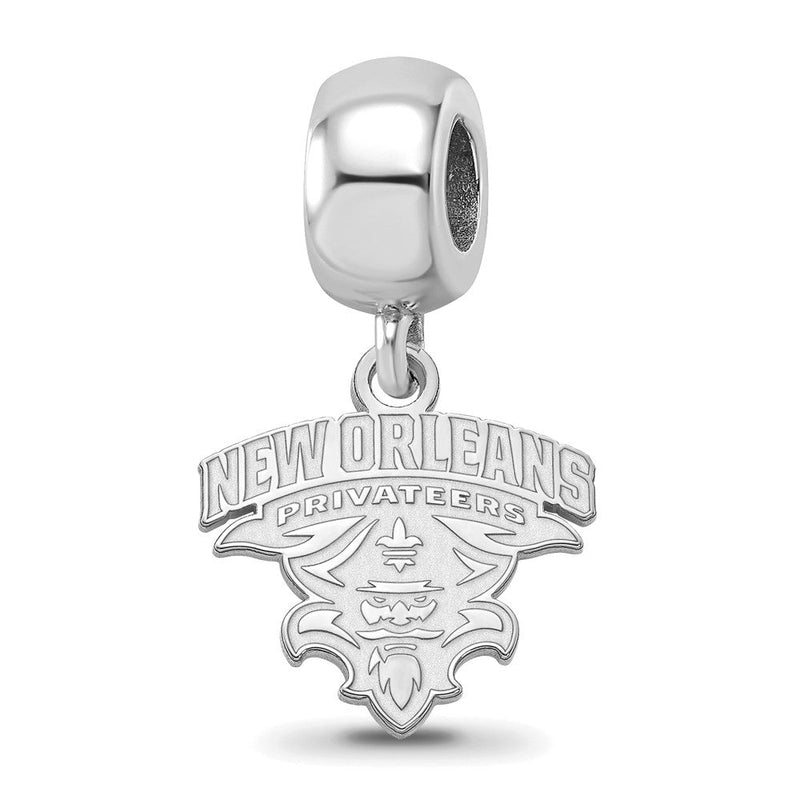 Sterlingsilber Rhodiniert Logoart U. Of New Orleans Klein Hängend Perle