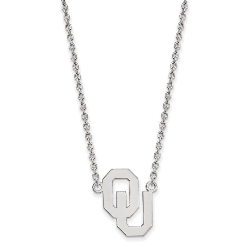 Sterlingsilber Rhodiniert Logoart University Of Oklahoma O U Groß Anhänger 18 Zoll Halskette