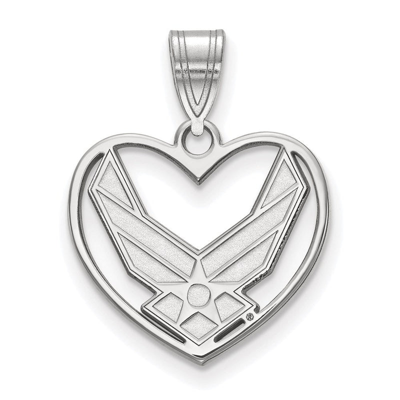 Sterlingsilber Rhodiniert Logoart U.s. Luft Kraft Herz Anhänger