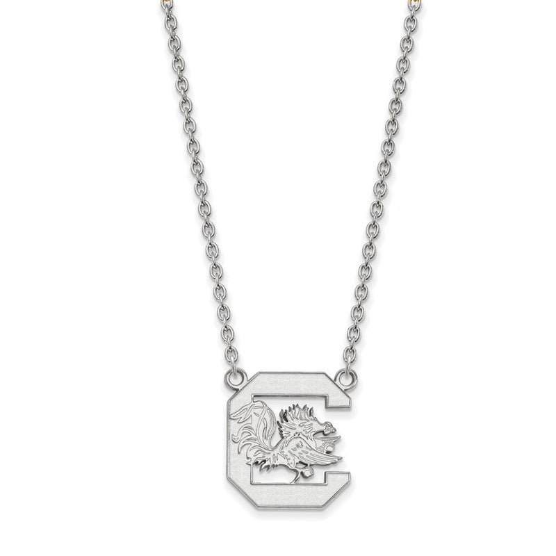10K Weißgold Logoart University Of South Carolina Groß Anhänger 18 Zoll Halskette