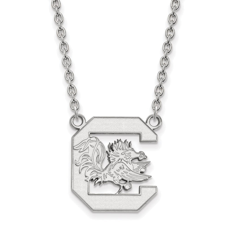 Sterlingsilber Rhodiniert Logoart University Of South Carolina Groß Anhänger 18 Zoll Halskette
