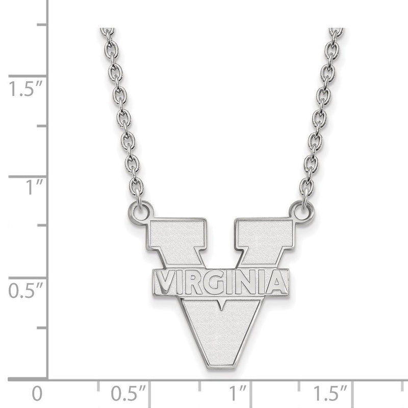 Sterlingsilber Rhodiniert Logoart University Of Virginia Groß Anhänger 18 Zoll Halskette