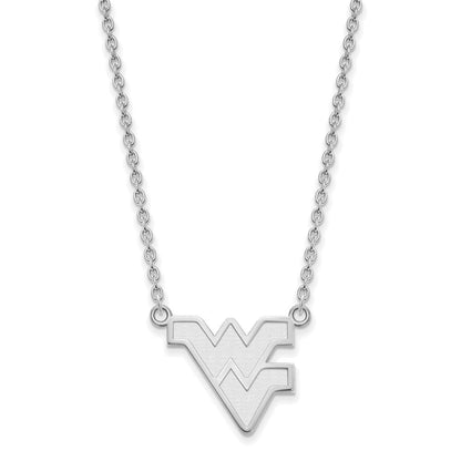 10K Weißgold Logoart West Virginia University W V Groß Anhänger 18 Zoll Halskette