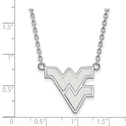 Sterlingsilber Rhodiniert Logoart West Virginia University W V Groß Anhänger 18 Zoll Halskette