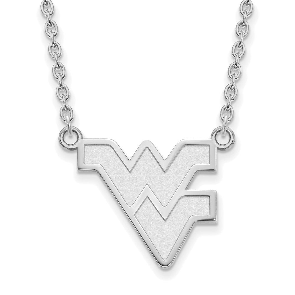 10K Weißgold Logoart West Virginia University W V Groß Anhänger 18 Zoll Halskette