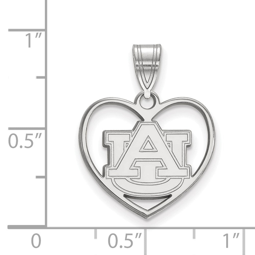 Sterlingsilber Rhodiniert Logoart Auburn University Herz Anhänger