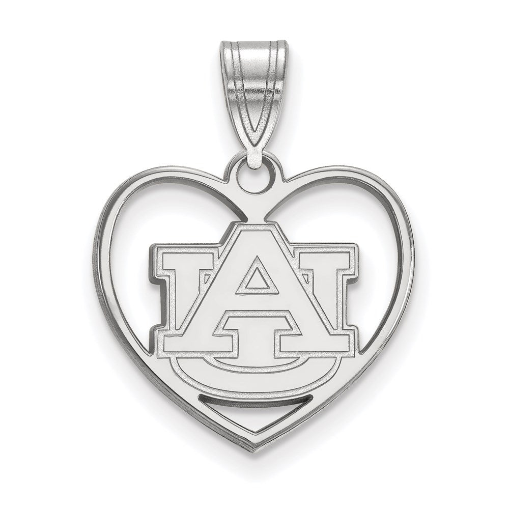 Sterlingsilber Rhodiniert Logoart Auburn University Herz Anhänger