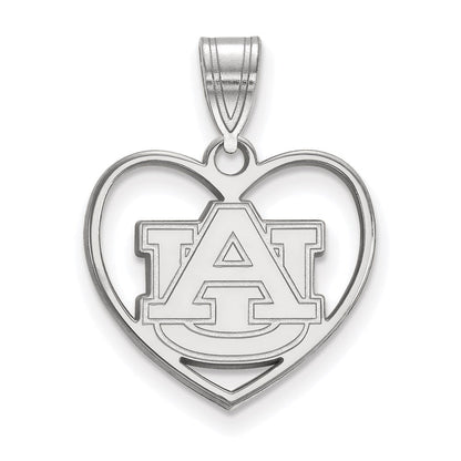 Sterlingsilber Rhodiniert Logoart Auburn University Herz Anhänger