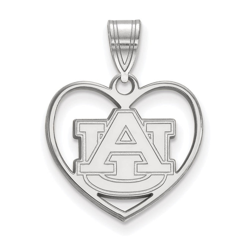Sterlingsilber Rhodiniert Logoart Auburn University Herz Anhänger