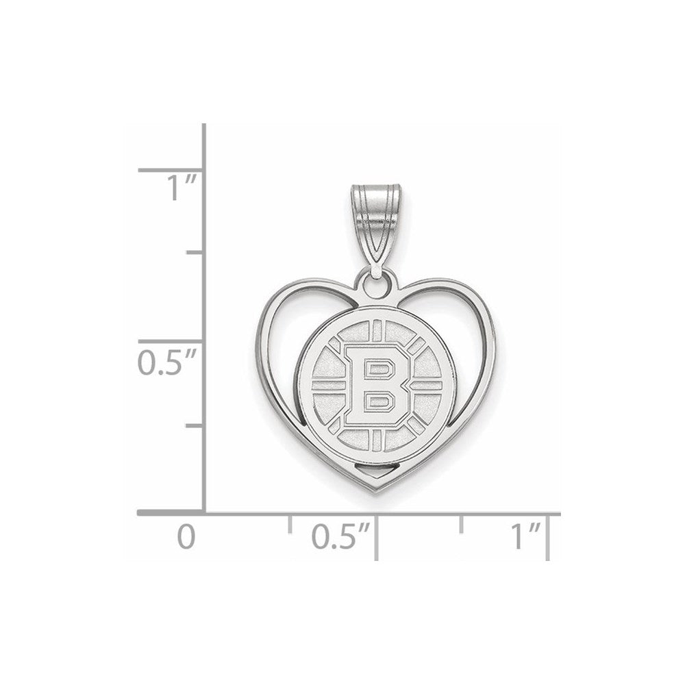 Sterlingsilber Rhodiniert Nhl Logoart Boston Bruins Herz Anhänger
