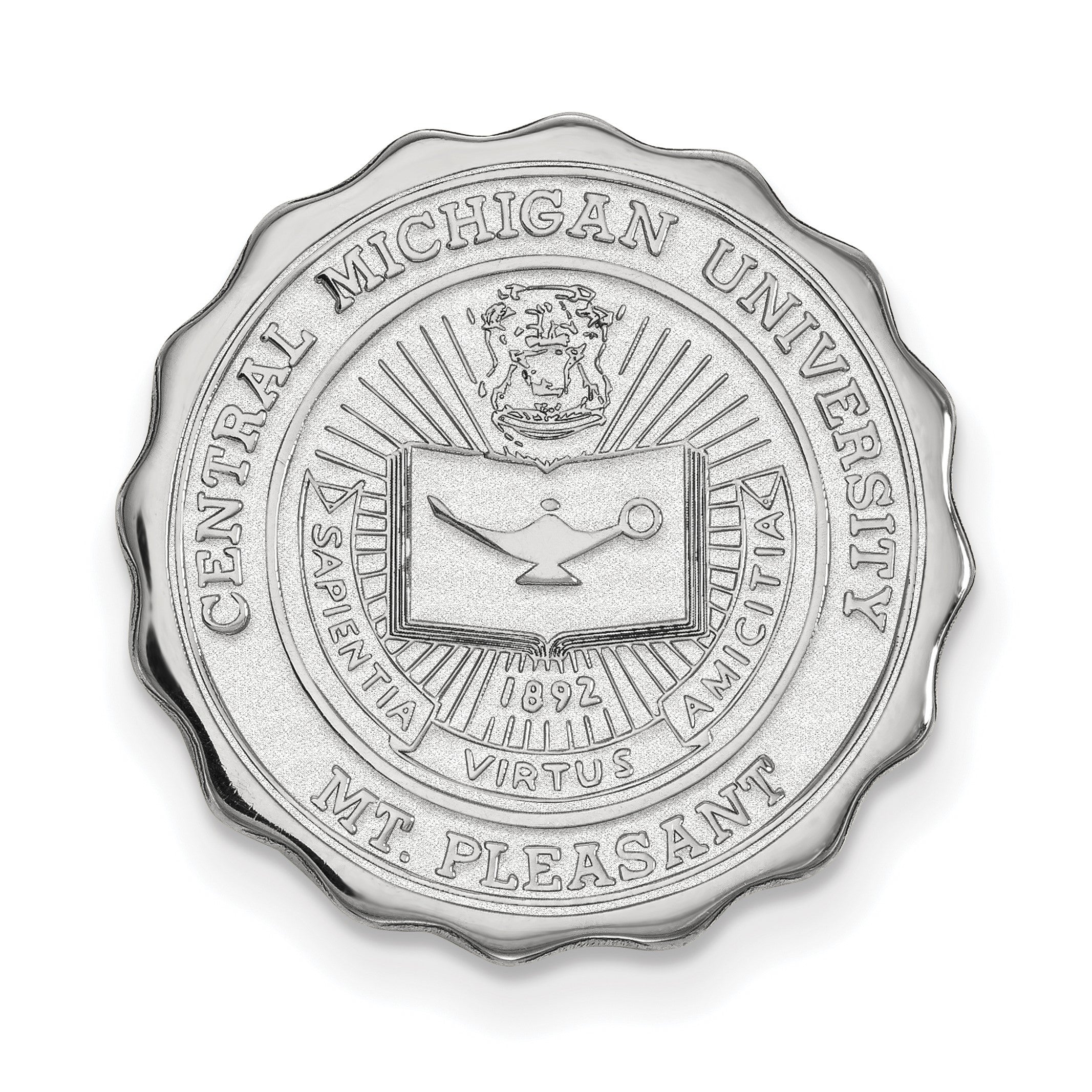 14K Weißgold Logoart Central Michigan University Wappen Anstecknadel