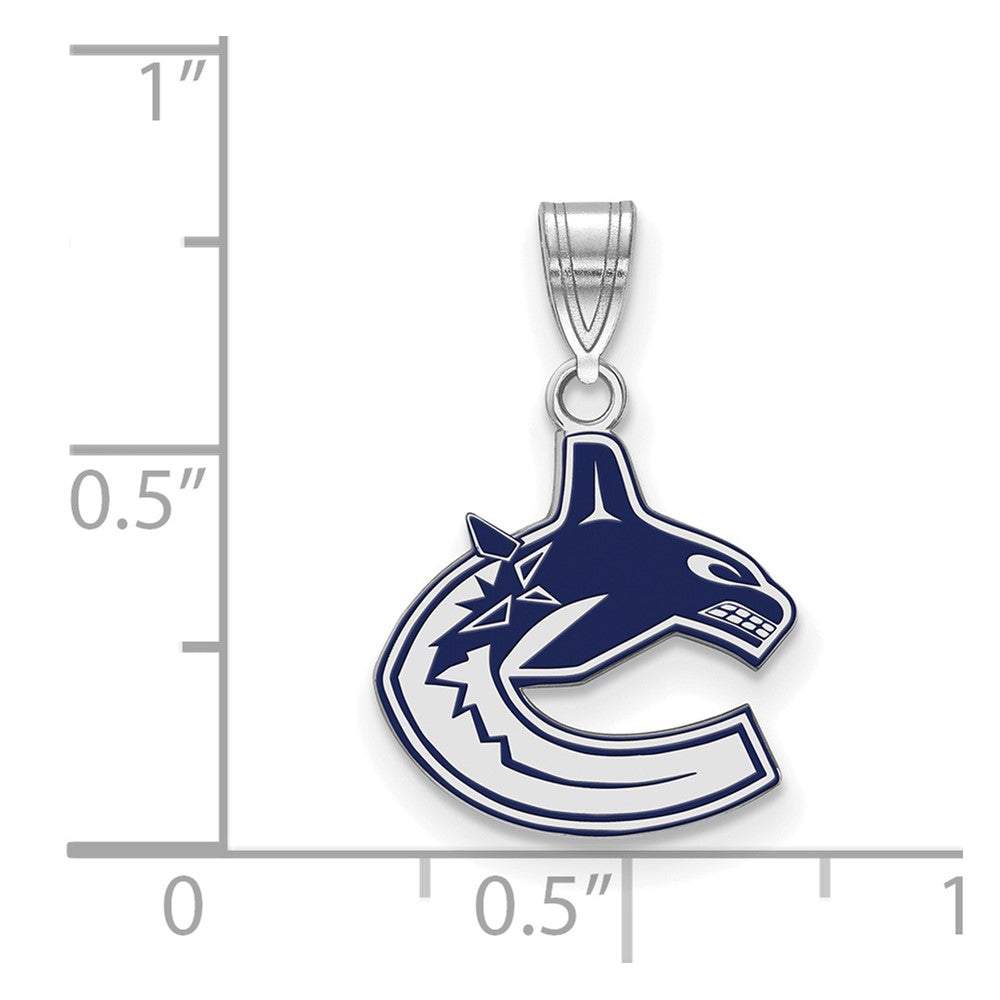 Sterlingsilber Rhodiniert Nhl Logoart Vancouver Canucks Klein Emailliert Anhänger