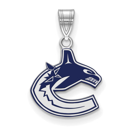 Sterlingsilber Rhodiniert Nhl Logoart Vancouver Canucks Klein Emailliert Anhänger