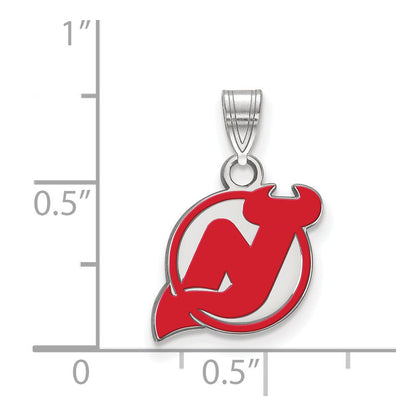 Sterlingsilber Rhodiniert Nhl Logoart New Trikot Devils Klein Emailliert Anhänger