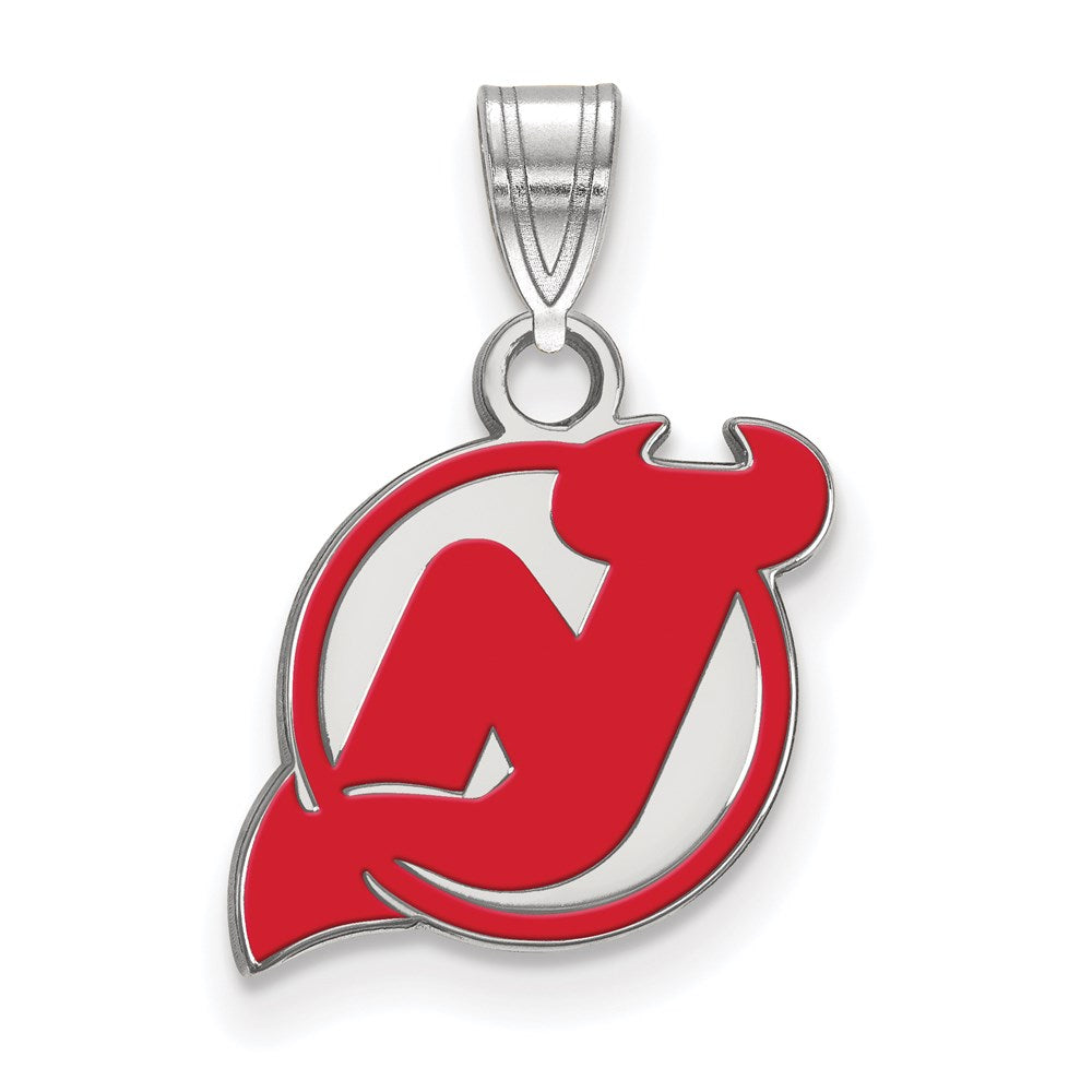 Sterlingsilber Rhodiniert Nhl Logoart New Trikot Devils Klein Emailliert Anhänger