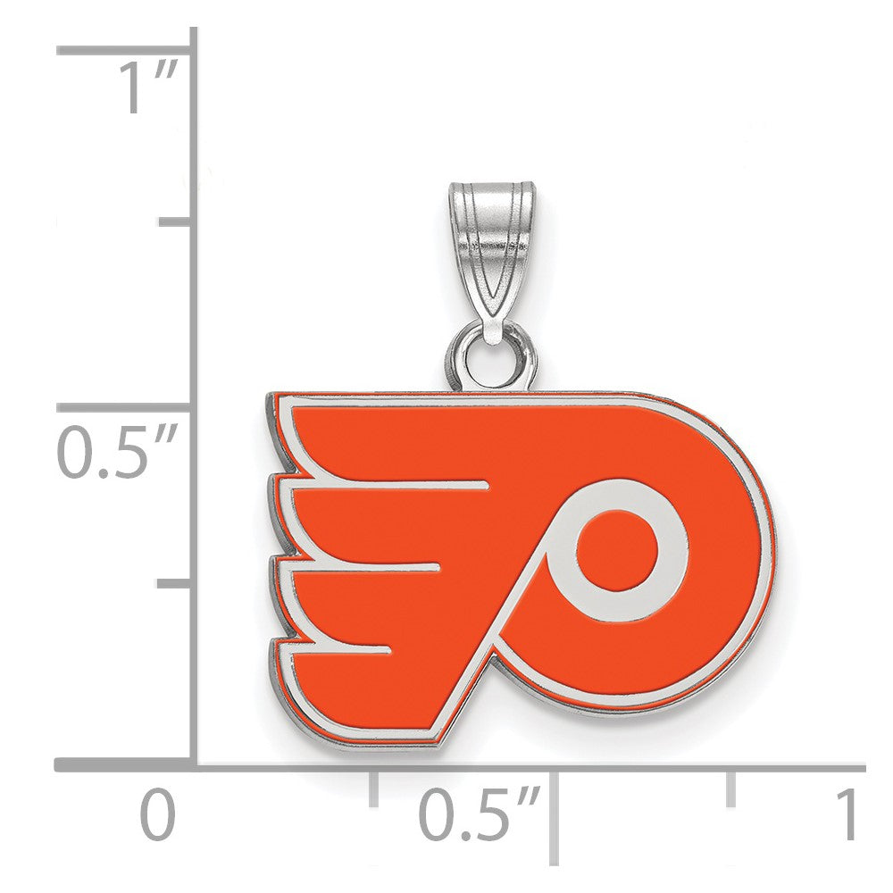 Sterlingsilber Rhodiniert Nhl Logoart Philadelphia Flyers Klein Emaille Anhänger