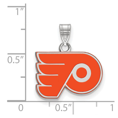 Sterlingsilber Rhodiniert Nhl Logoart Philadelphia Flyers Klein Emaille Anhänger