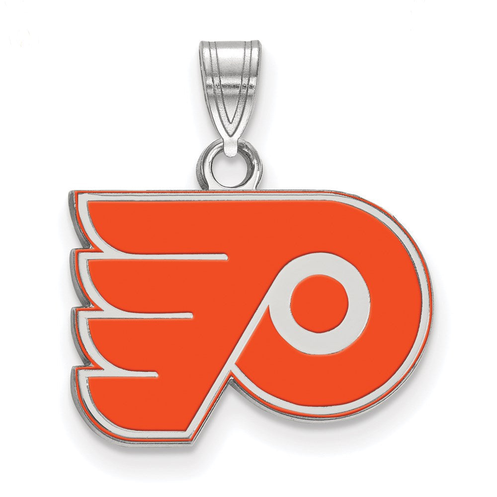 Sterlingsilber Rhodiniert Nhl Logoart Philadelphia Flyers Klein Emaille Anhänger