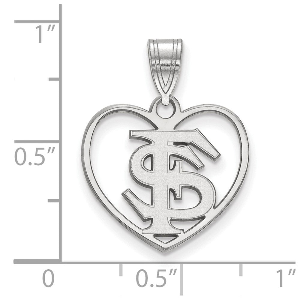 Sterlingsilber Rhodiniert Logoart Florida State University F S Herz Anhänger