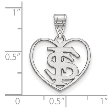 Sterlingsilber Rhodiniert Logoart Florida State University F S Herz Anhänger