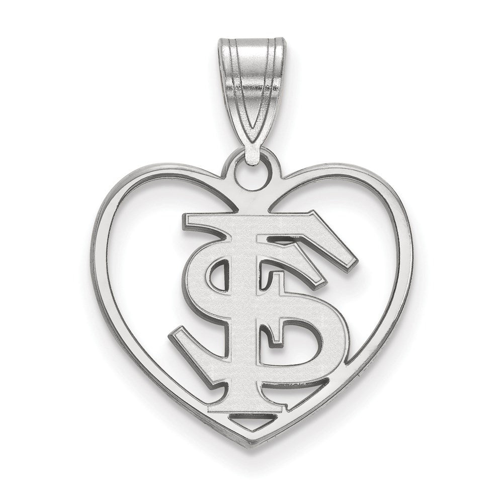 Sterlingsilber Rhodiniert Logoart Florida State University F S Herz Anhänger
