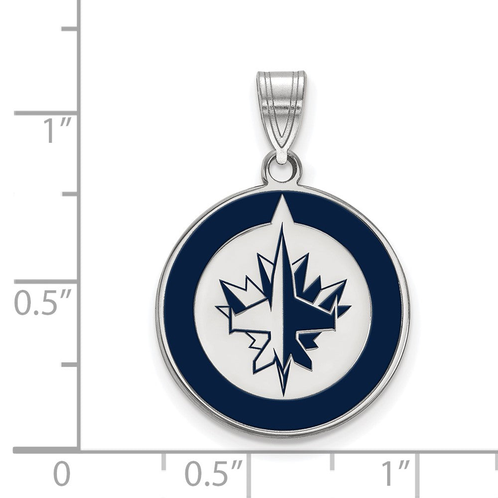 Sterlingsilber Rhodiniert Nhl Logoart Winnipeg Jets Groß Emailliert Anhänger