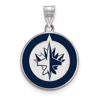 Sterlingsilber Rhodiniert Nhl Logoart Winnipeg Jets Groß Emailliert Anhänger