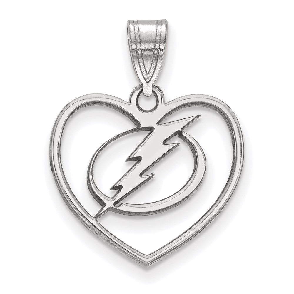 Sterlingsilber Rhodiniert Nhl Logoart Tampa Bay Blitz Herz Anhänger