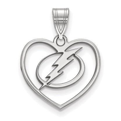 Sterlingsilber Rhodiniert Nhl Logoart Tampa Bay Blitz Herz Anhänger