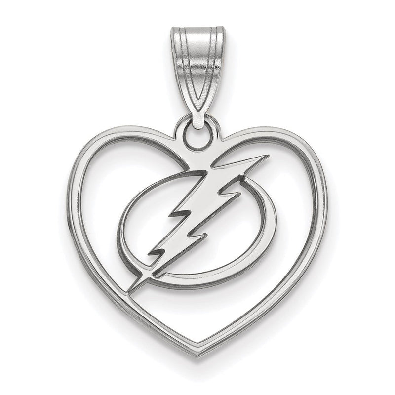 Sterlingsilber Rhodiniert Nhl Logoart Tampa Bay Blitz Herz Anhänger