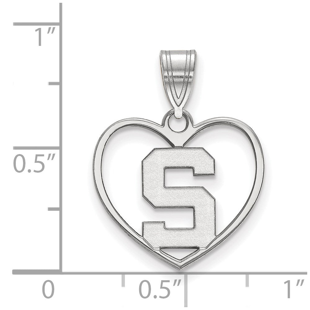 Sterlingsilber Rhodiniert Logoart Michigan State University Buchstabe S Herz Anhänger