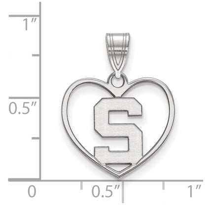 Sterlingsilber Rhodiniert Logoart Michigan State University Buchstabe S Herz Anhänger