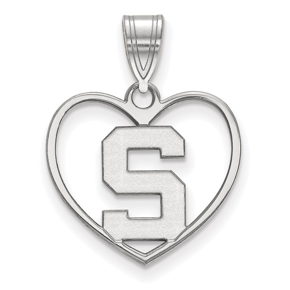 Sterlingsilber Rhodiniert Logoart Michigan State University Buchstabe S Herz Anhänger