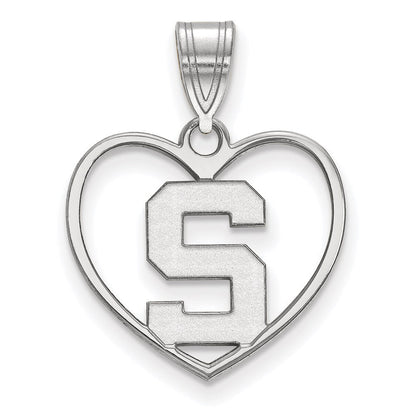 Sterlingsilber Rhodiniert Logoart Michigan State University Buchstabe S Herz Anhänger