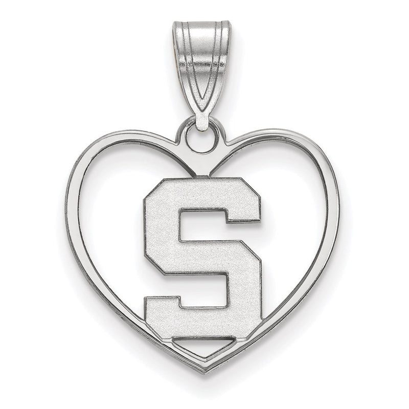 Sterlingsilber Rhodiniert Logoart Michigan State University Buchstabe S Herz Anhänger