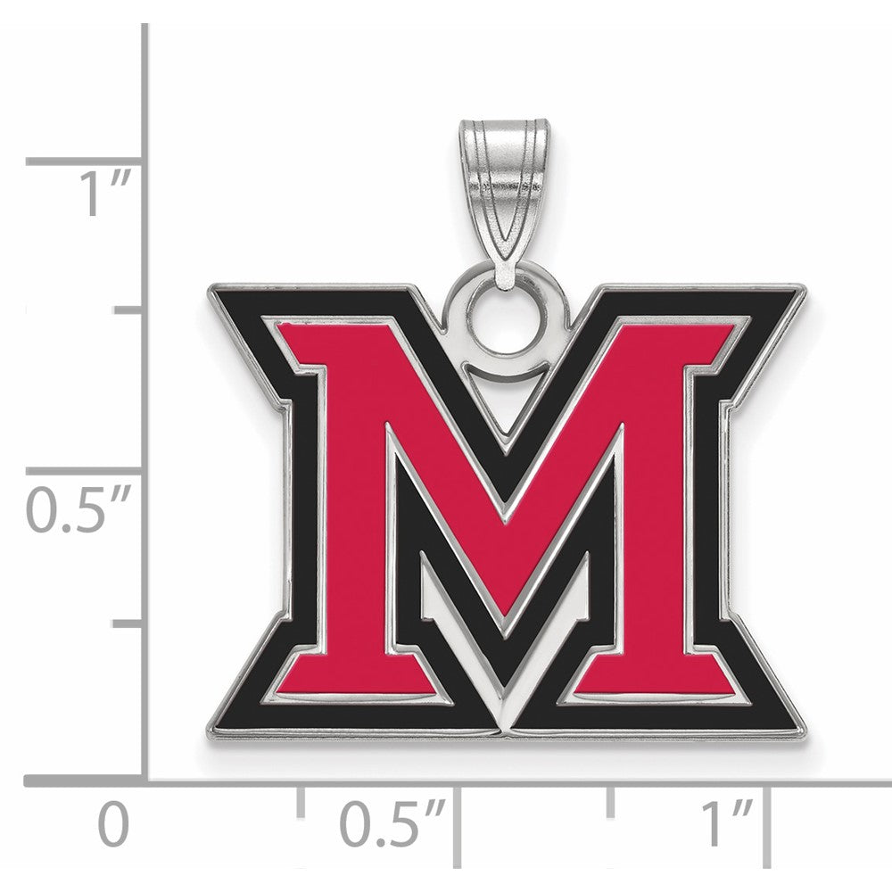 Sterlingsilber Rhodiniert Logoart Miami University Ohio Buchstabe M Groß Emailliert Anhänger